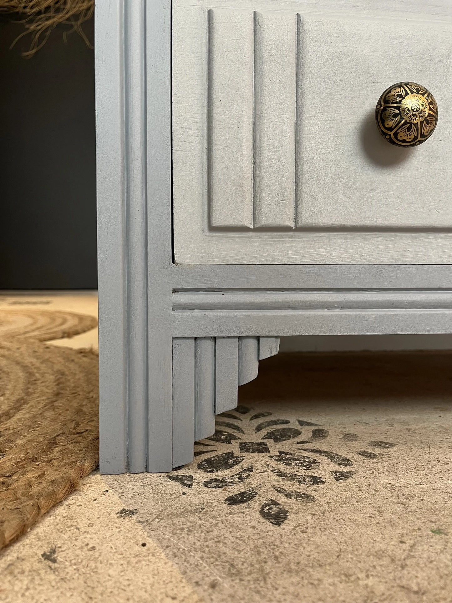 Commode Bianca bois et bleu gris Art Déco