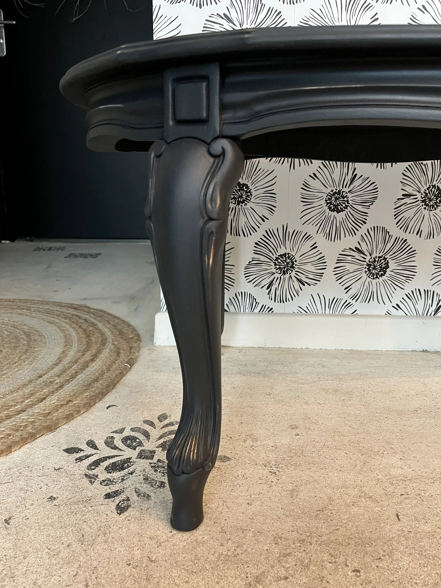 Table basse bois et marbre rose