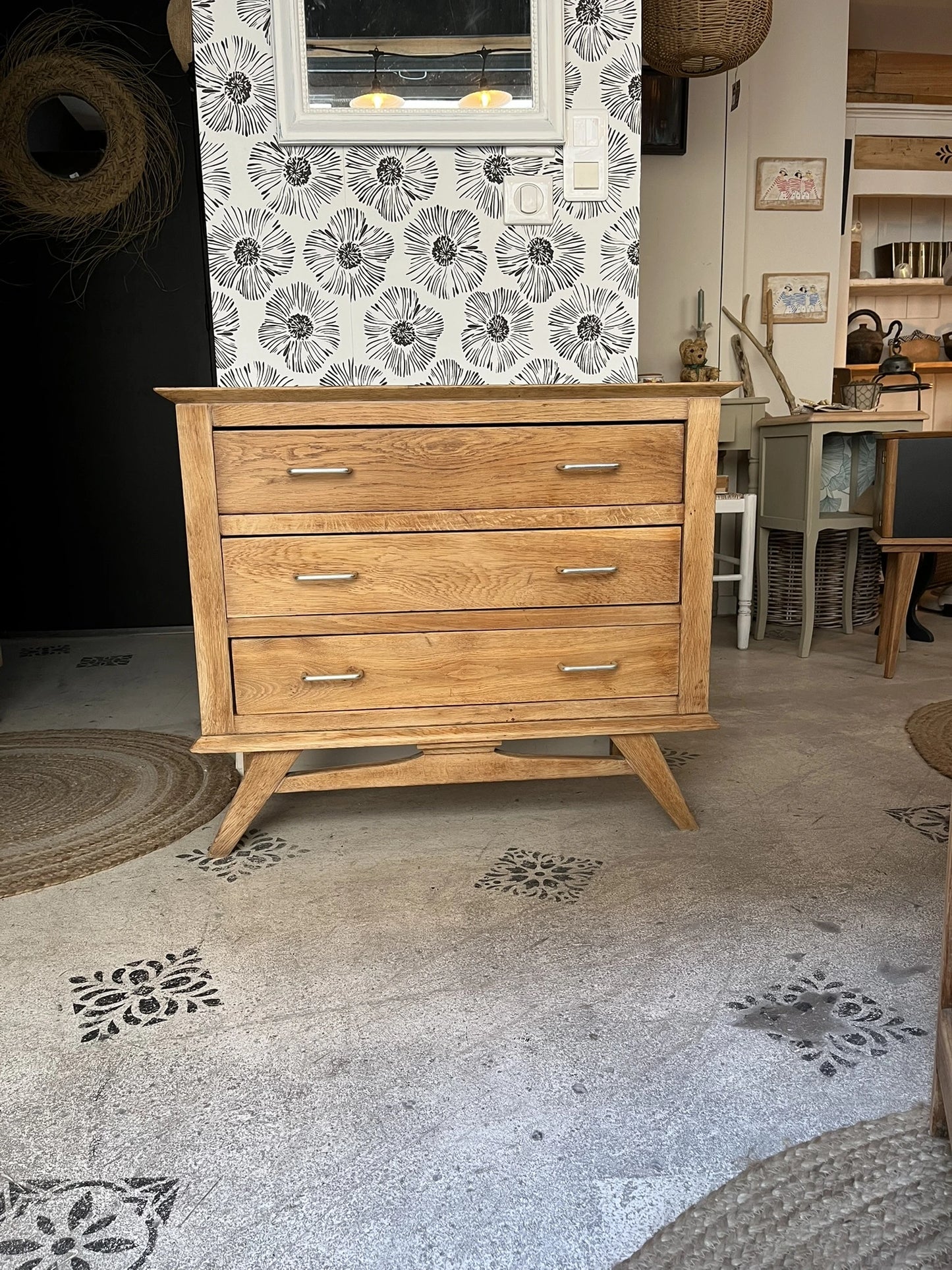 Commode Oscar bois et noir années 50-60