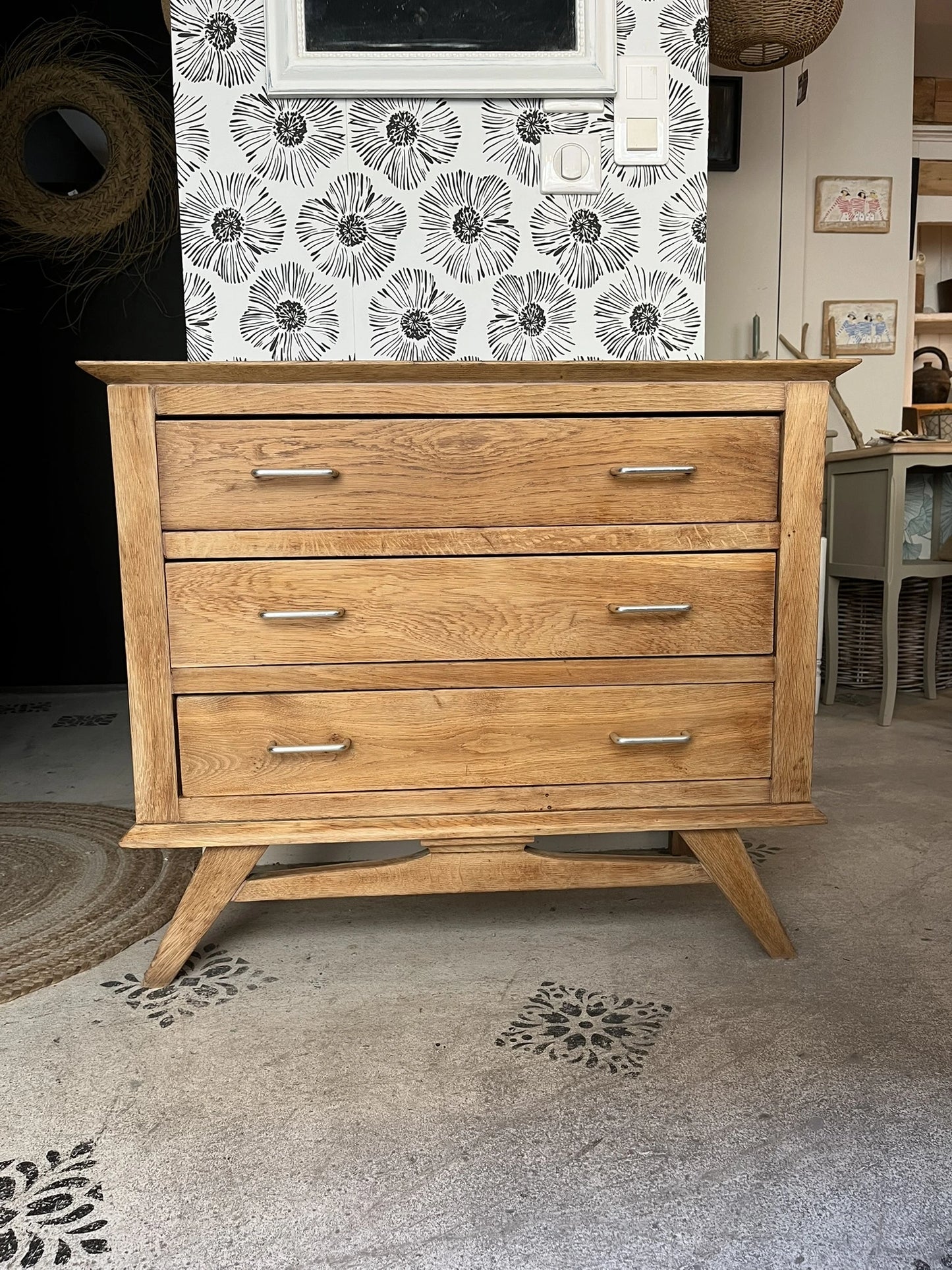 Commode Oscar bois et noir années 50-60