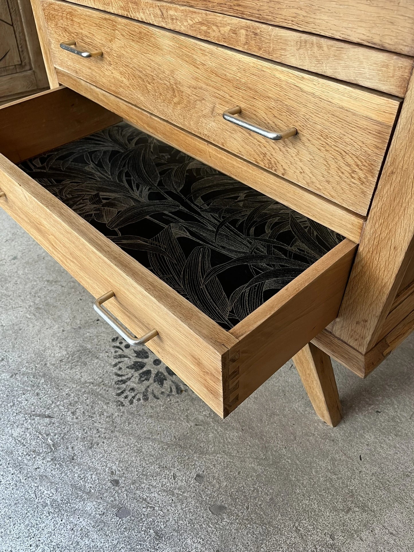 Commode Oscar bois et noir années 50-60