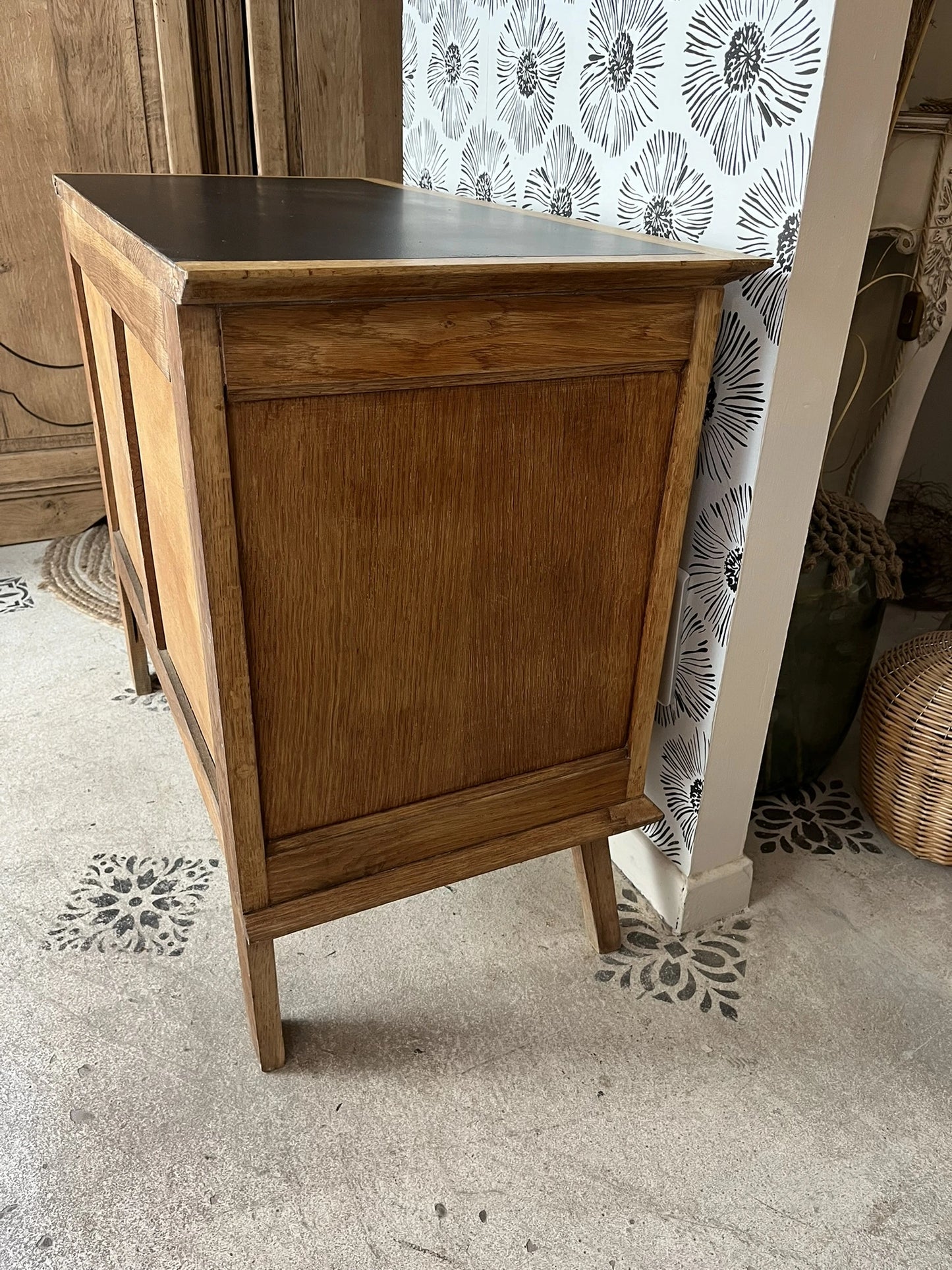 Commode Oscar bois et noir années 50-60