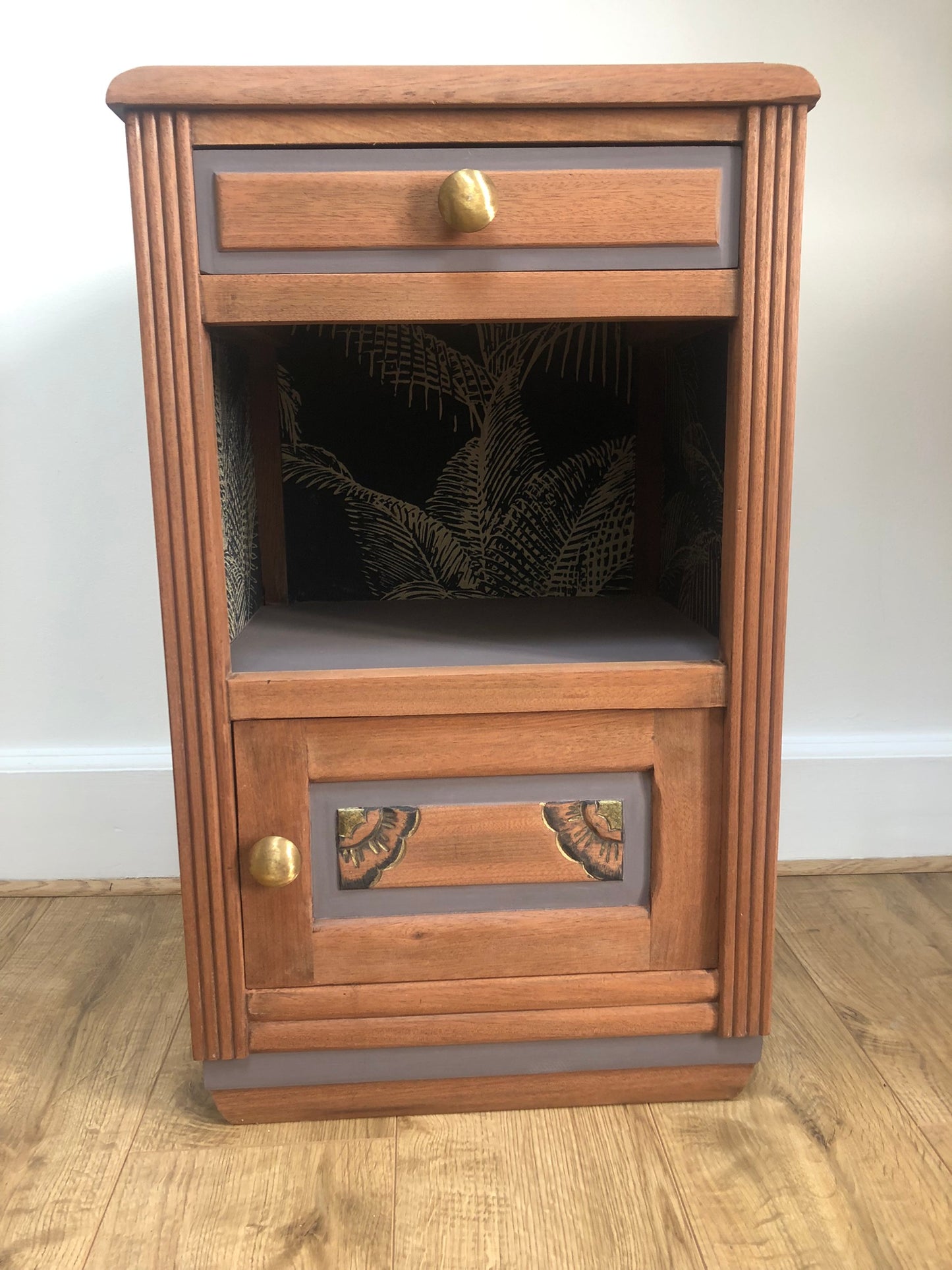 Table de chevet Thémys bois et aubergine