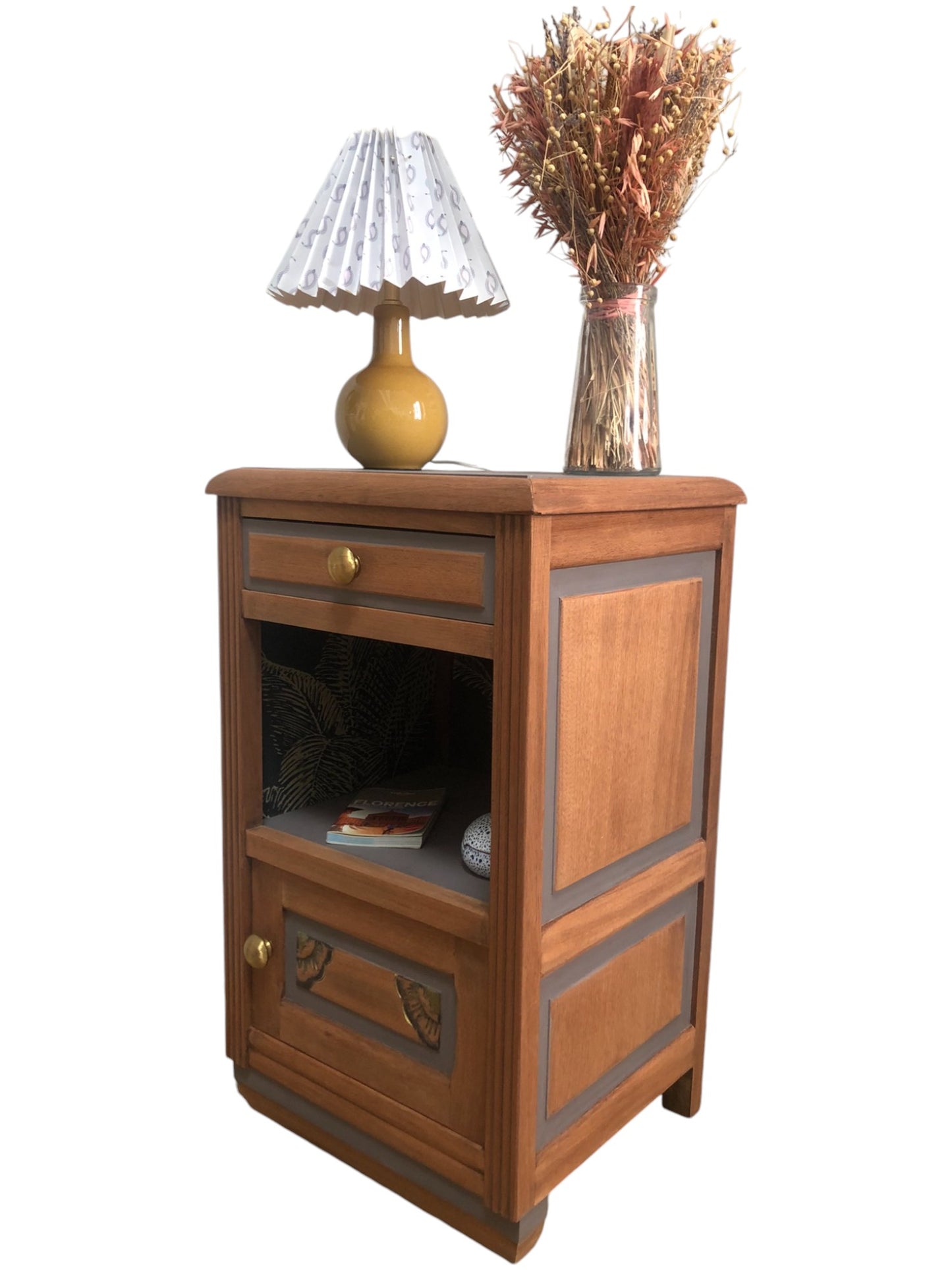 Table de chevet Thémys bois et aubergine