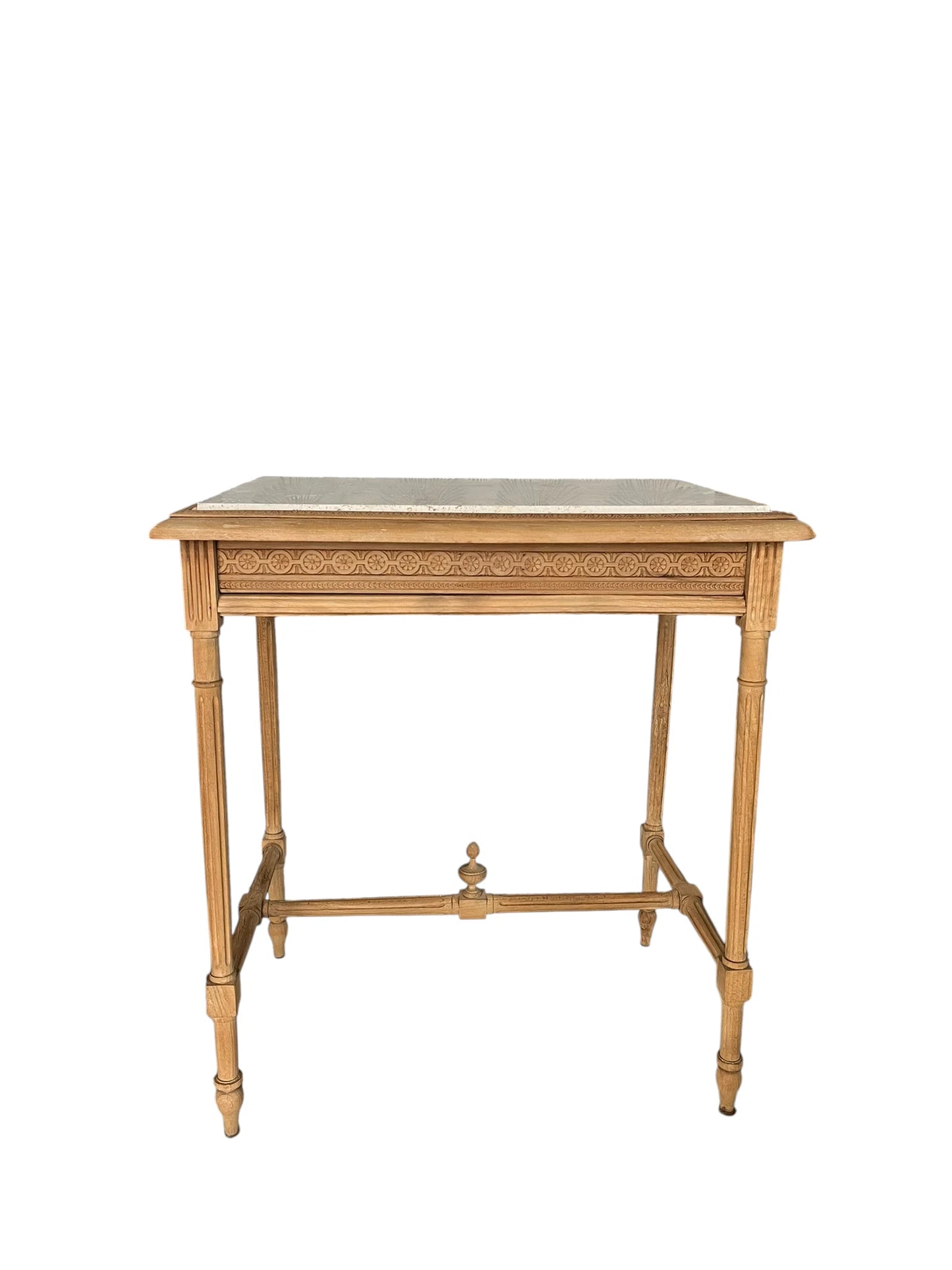 Console petit bureau Calixte sculpté bois massif et marbre
