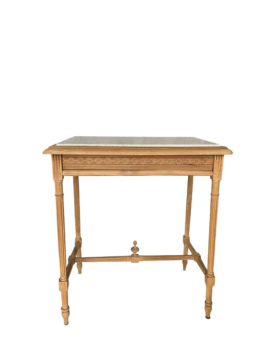 Console petit bureau Calixte sculpté bois massif et marbre