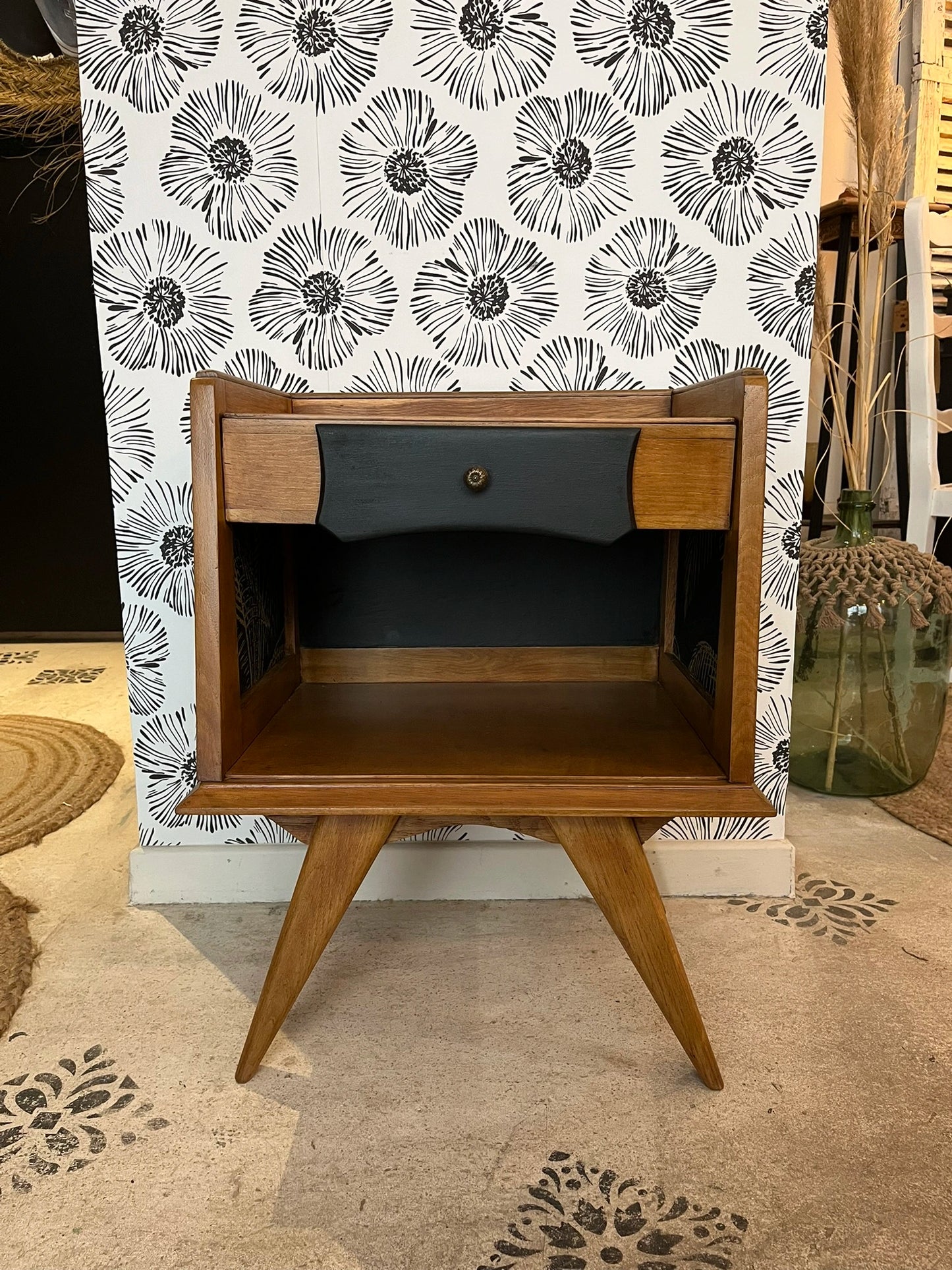 Table de chevet Tilda bois et noir