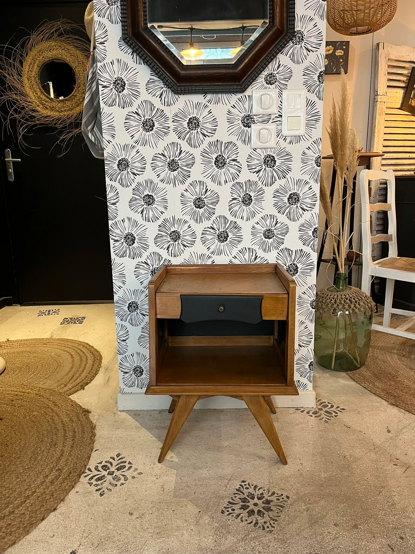 Table de chevet Tilda bois et noir