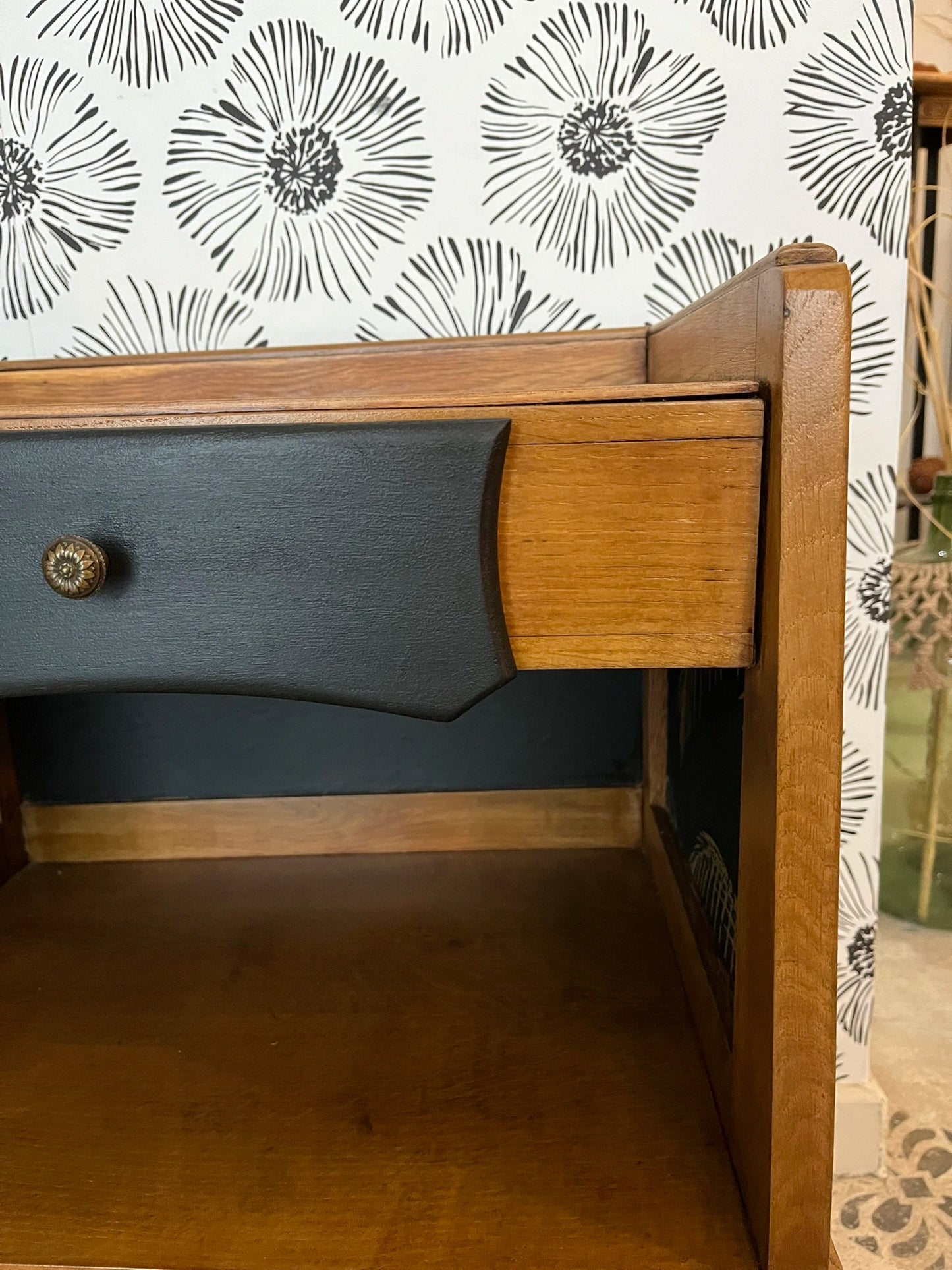Table de chevet Tilda bois et noir