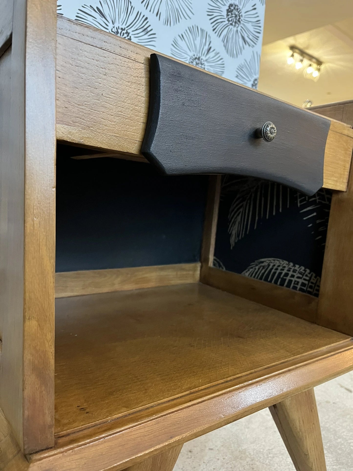 Table de chevet Tilda bois et noir