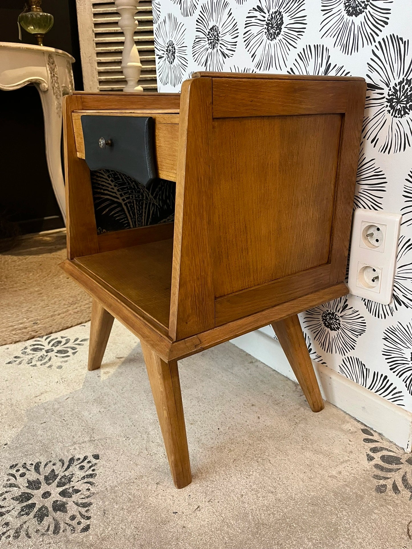 Table de chevet Tilda bois et noir