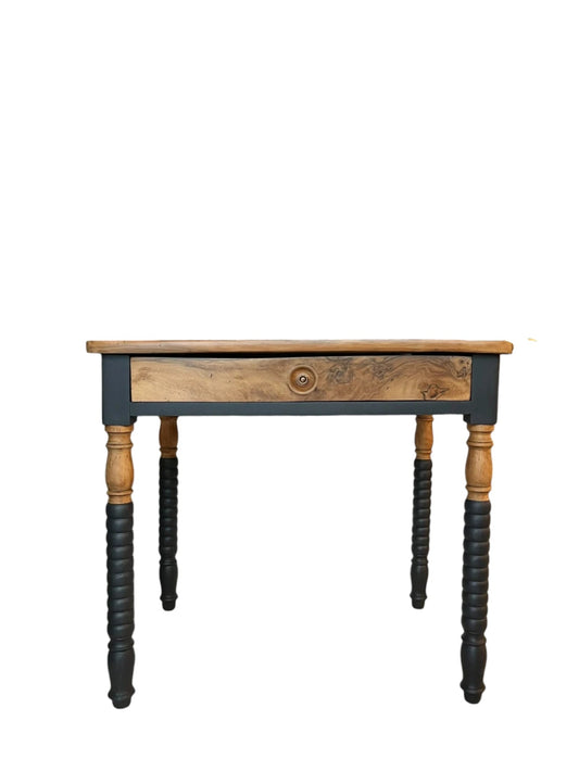 bureau console Lino bois massif et gris avec tiroir