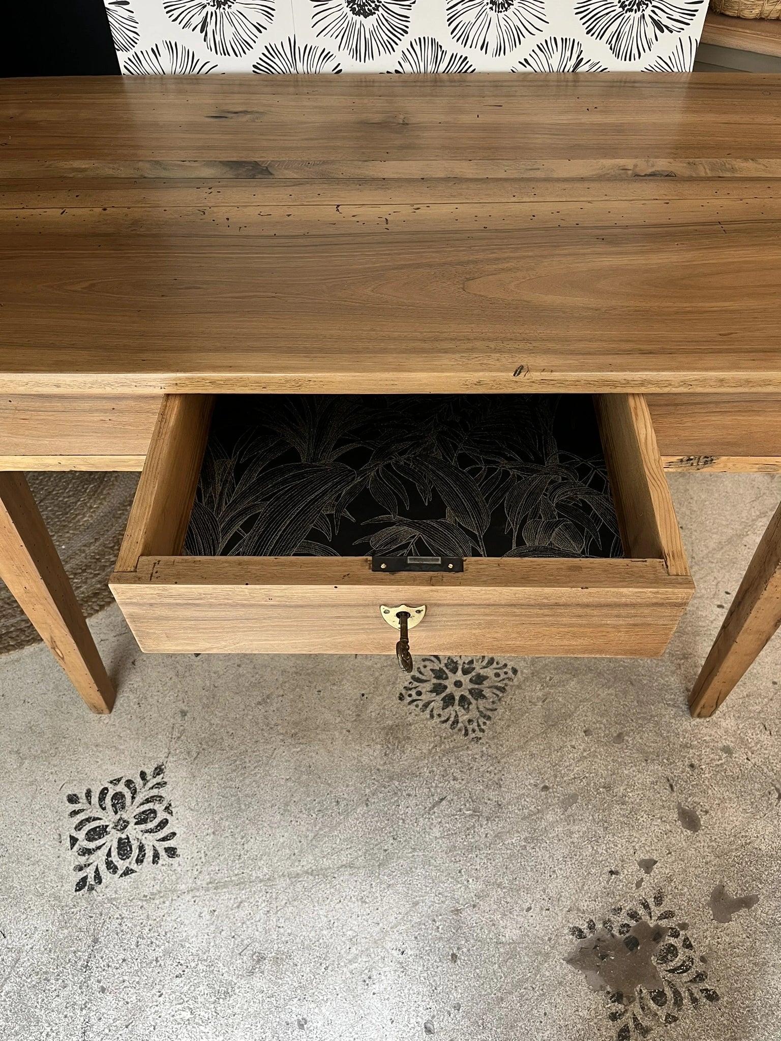 Bureau Nino noyer 1 tiroir meuble vintage 