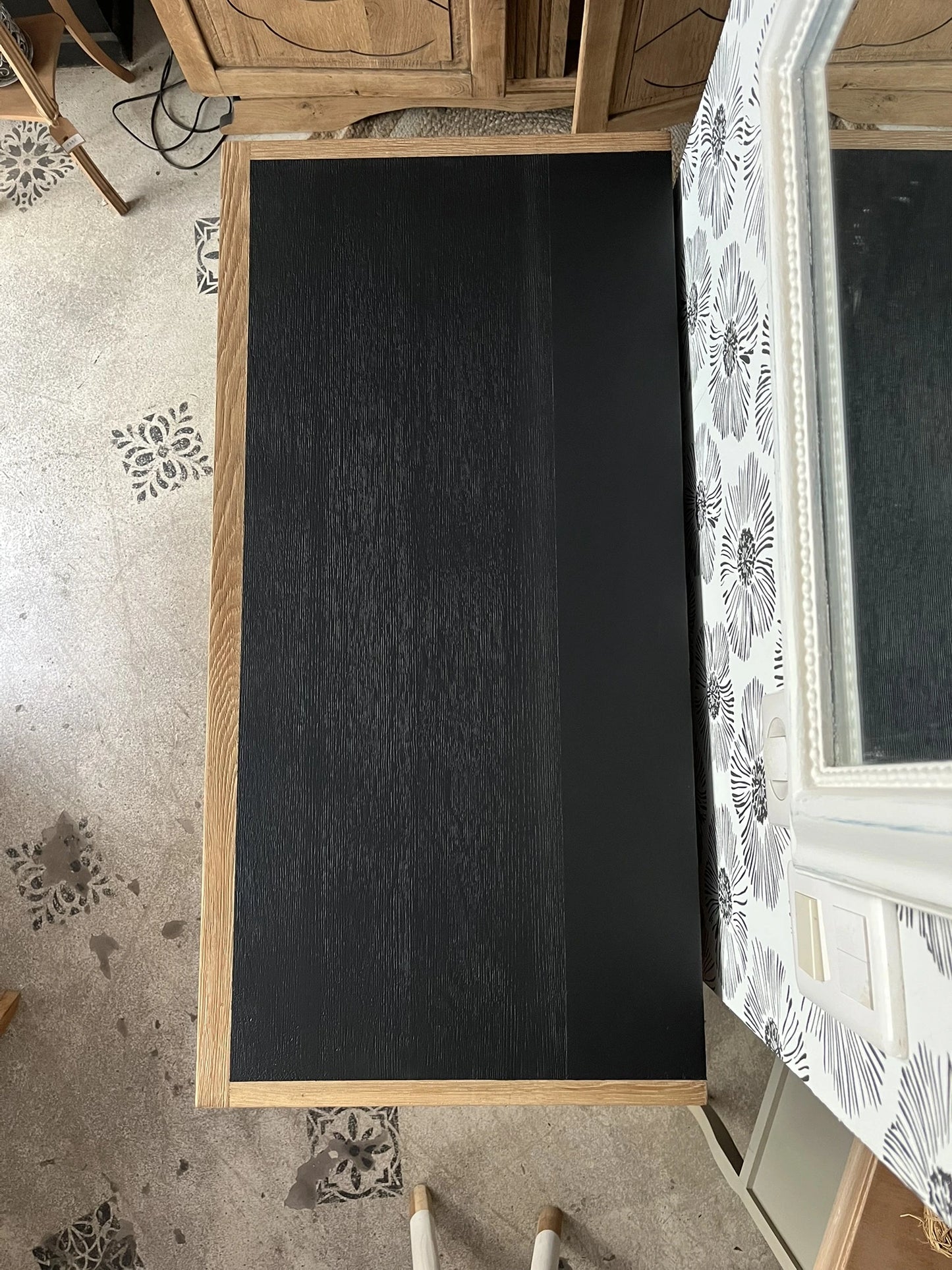 Commode Thélio scandinave bois et noir 4 tiroirs