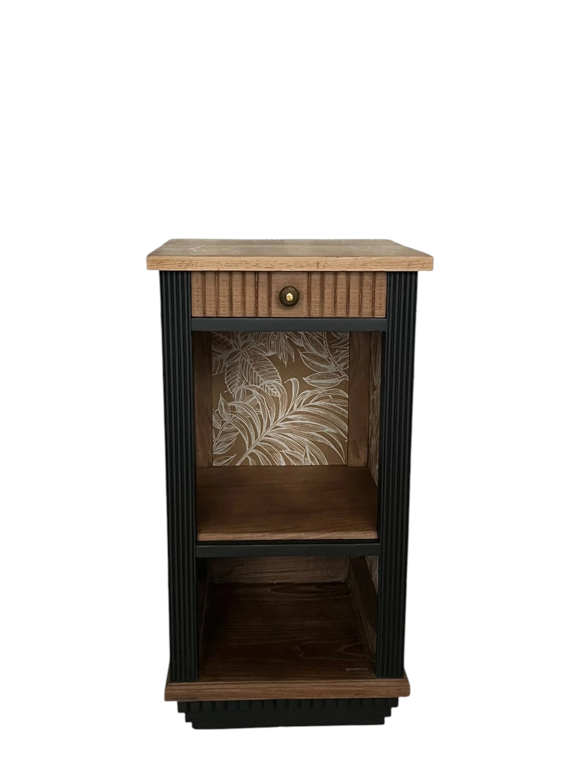 Table de chevet meuble d'appoint vintage Aëla Art Déco bois massif