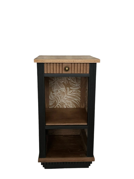 Table de chevet meuble d'appoint vintage Aëla Art Déco bois massif