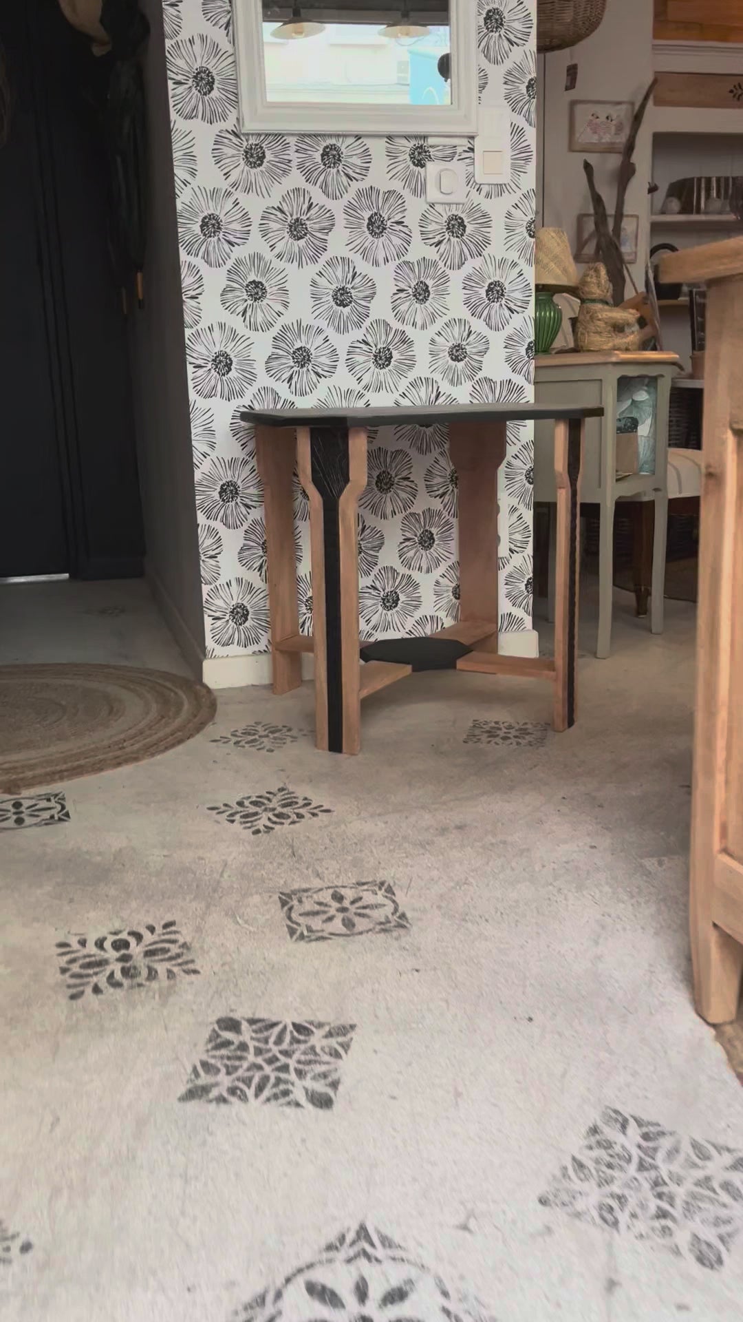 Guéridon vintage Art Déco bois 